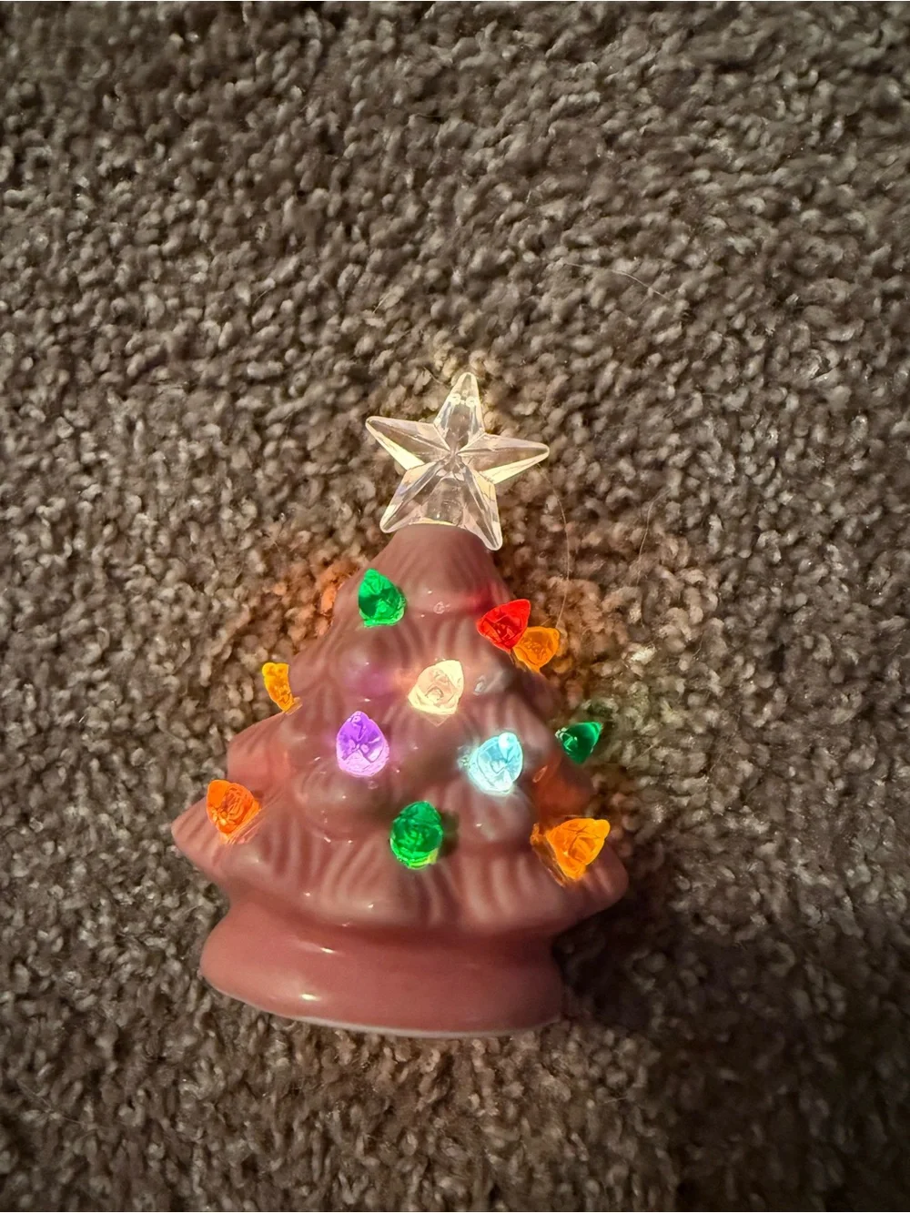 Pink Ceramic Christmas Tree Night Light - Holiday Home Decor